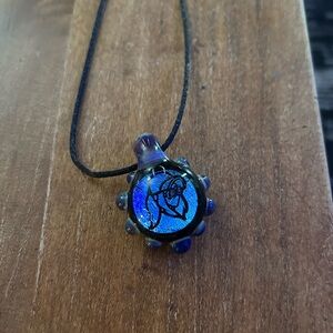 Mystical REZZ Blue Glass Pendant Necklace